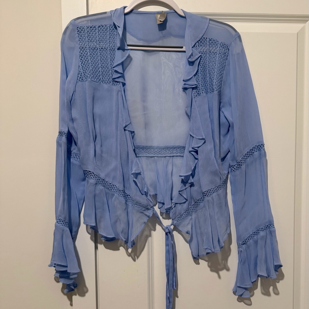 ASOS Light Blue Ruffle Blouse